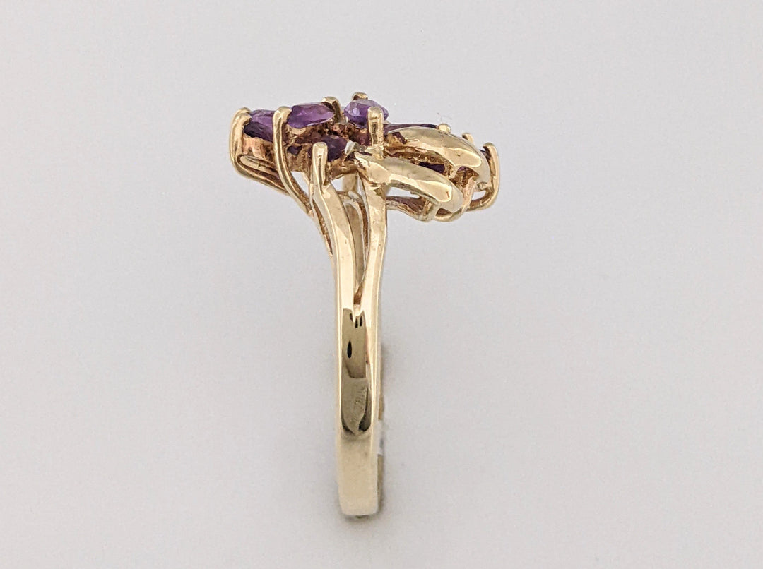 10K AMETHYST MARQUISE 2X4 (8) WITH MELEE ESTATE RING 2.2 GRAMS