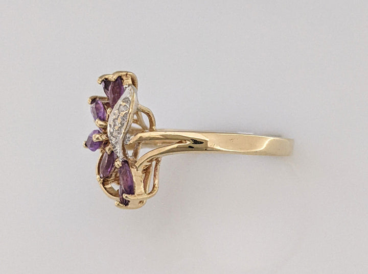 10K AMETHYST MARQUISE 2X4 (8) WITH MELEE ESTATE RING 2.2 GRAMS