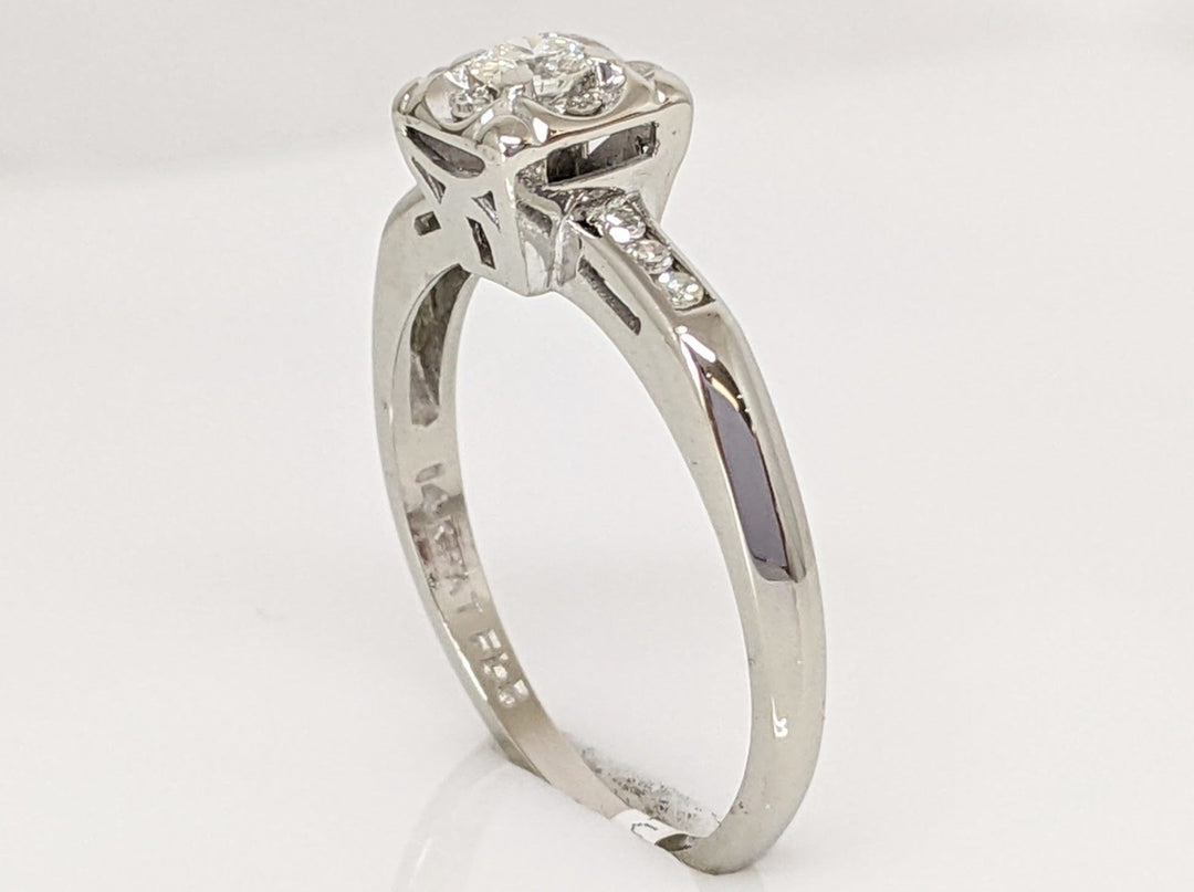 14K WHITE .21 CARAT TOTAL WEIGHT VS2-SI1 J DIAMOND ROUND (11) ESTATE ILLUSION RING 2.2 GRAMS