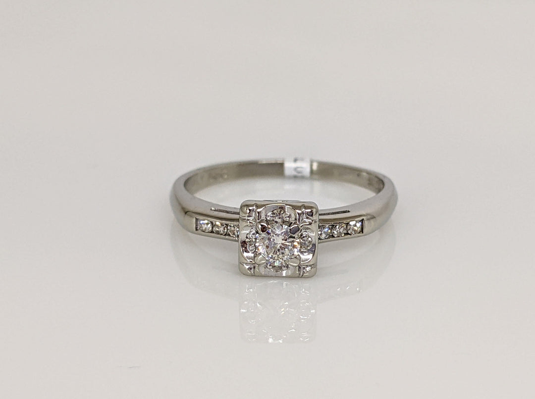 14K WHITE .21 CARAT TOTAL WEIGHT VS2-SI1 J DIAMOND ROUND (11) ESTATE ILLUSION RING 2.2 GRAMS