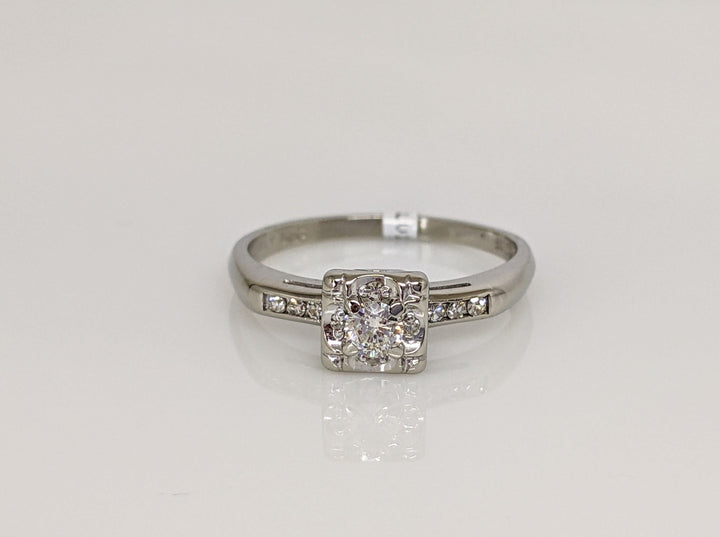 14K WHITE .21 CARAT TOTAL WEIGHT VS2-SI1 J DIAMOND ROUND (11) ESTATE ILLUSION RING 2.2 GRAMS