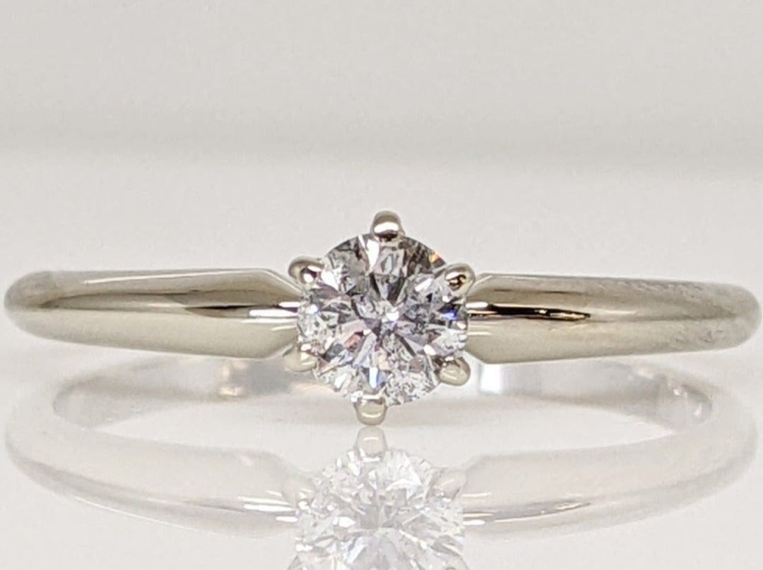 14K WHITE .23 CARAT TOTAL I1 H DIAMOND ROUND ESTATE SOLITAIRE RING 1.6 GRAMS