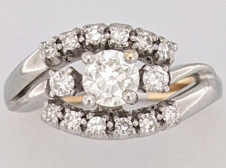 14K .57CTW VVS1 I DIAMOND ROUND (15) ESTATE RING 4.1 GRAMS