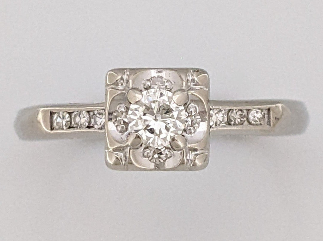 14K WHITE .21 CARAT TOTAL WEIGHT VS2-SI1 J DIAMOND ROUND (11) ESTATE ILLUSION RING 2.2 GRAMS