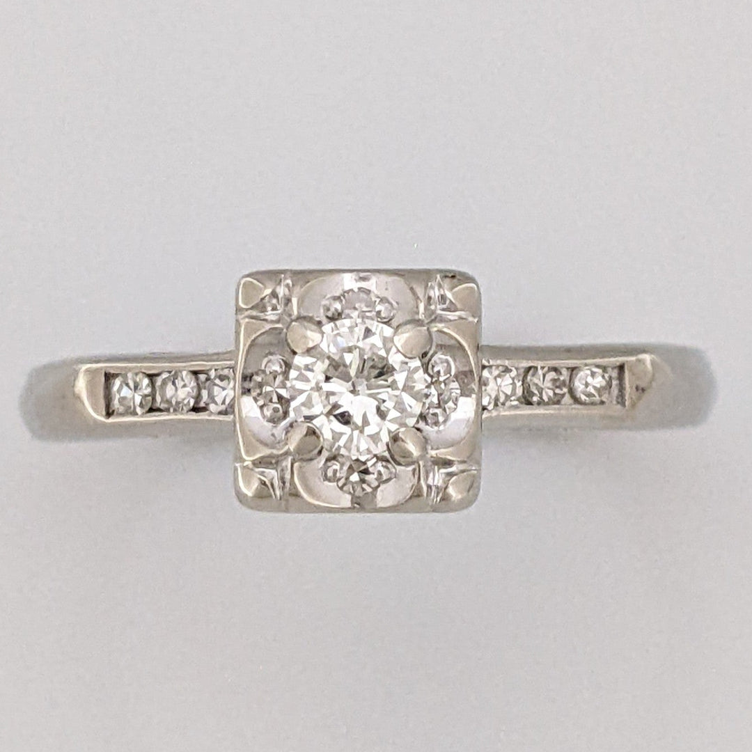 14K WHITE .21 CARAT TOTAL WEIGHT VS2-SI1 J DIAMOND ROUND (11) ESTATE ILLUSION RING 2.2 GRAMS