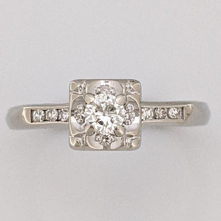 14K WHITE .21 CARAT TOTAL WEIGHT VS2-SI1 J DIAMOND ROUND (11) ESTATE ILLUSION RING 2.2 GRAMS