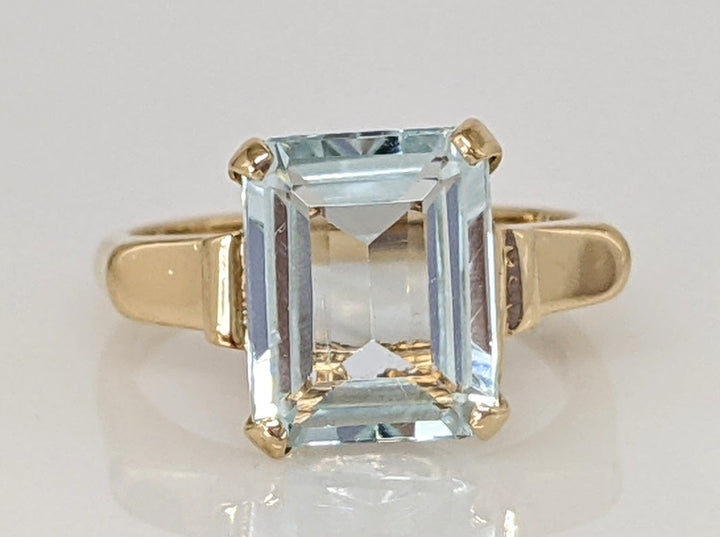 10K AQUAMARINE EMERALD CUT 8X10 ESTATE RING 2.8 GRAMS