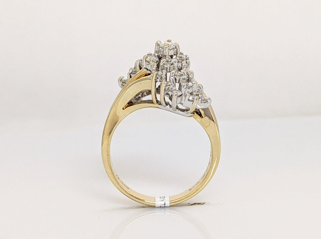 14K .78CTW SI1 H DIAMOND ROUND (25) ESTATE CLUSTER RING 5.6 GRAMS