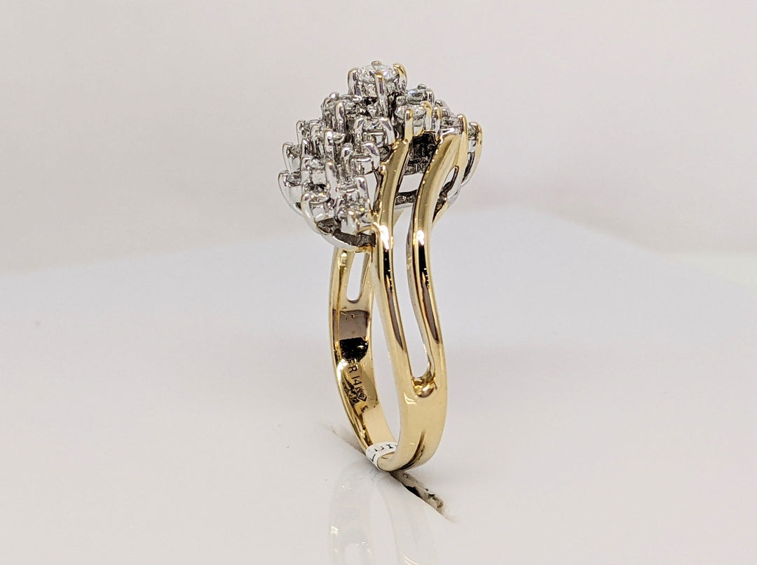 14K .78CTW SI1 H DIAMOND ROUND (25) ESTATE CLUSTER RING 5.6 GRAMS