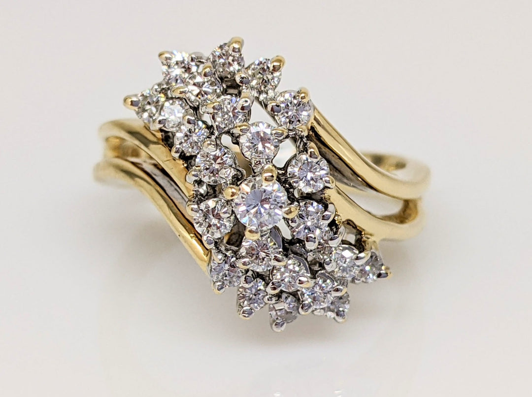 14K .78CTW SI1 H DIAMOND ROUND (25) ESTATE CLUSTER RING 5.6 GRAMS