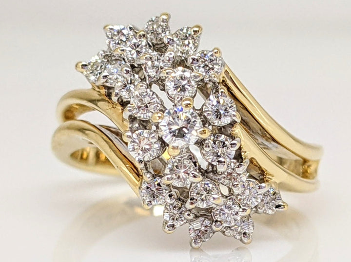 14K .78CTW SI1 H DIAMOND ROUND (25) ESTATE CLUSTER RING 5.6 GRAMS