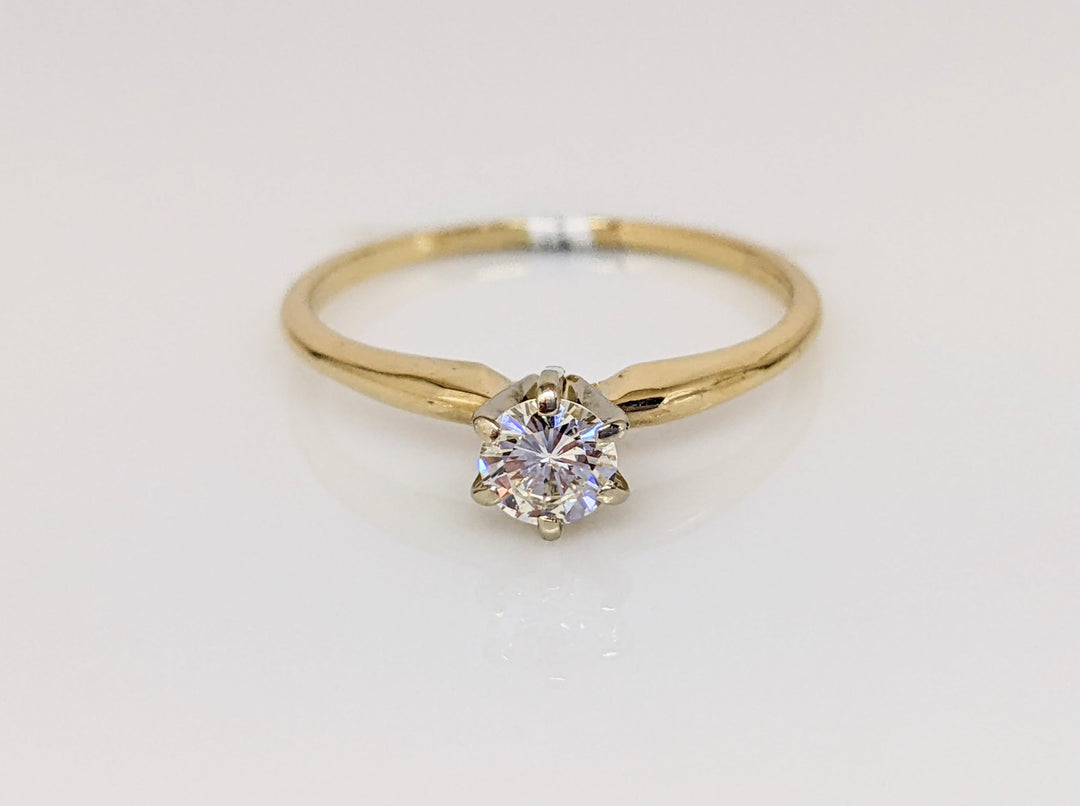 14K .47CT VS2 DIAMOND ROUND ESTATE SOLITAIRE RING 2.4 GRAMS