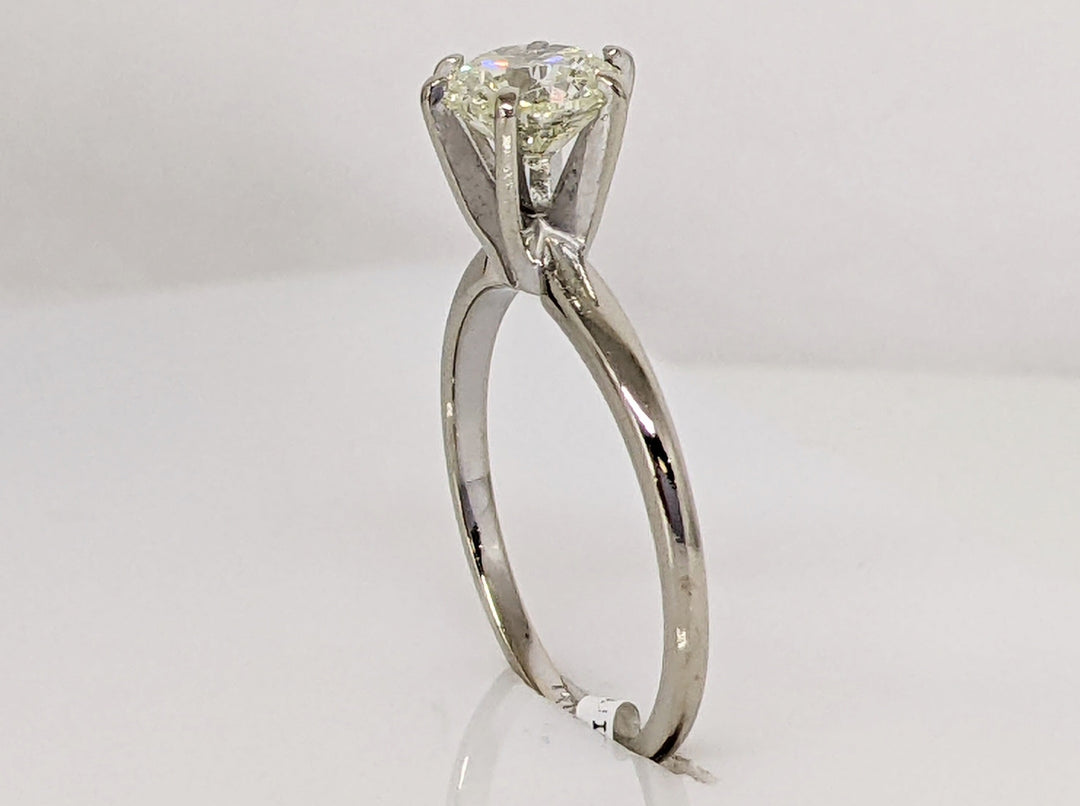 14K WHITE .90 CARAT TOTAL I2 P DIAMOND ROUND ESTATE SOLITAIRE RING 1.9 GRAMS