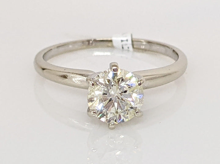 14K WHITE .90 CARAT TOTAL I2 P DIAMOND ROUND ESTATE SOLITAIRE RING 1.9 GRAMS