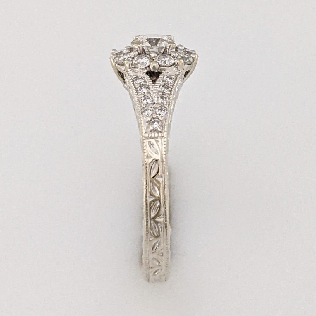 14K WHITE .45CTW SI1 I DIAMOND ROUND (29) ESTATE HALO SPLIT SHANK RING 2.8 GRAMS