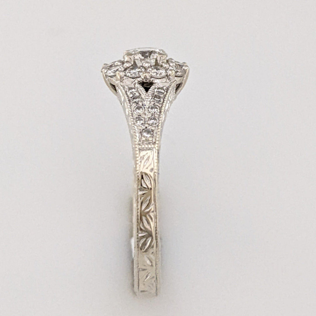 14K WHITE .45CTW SI1 I DIAMOND ROUND (29) ESTATE HALO SPLIT SHANK RING 2.8 GRAMS