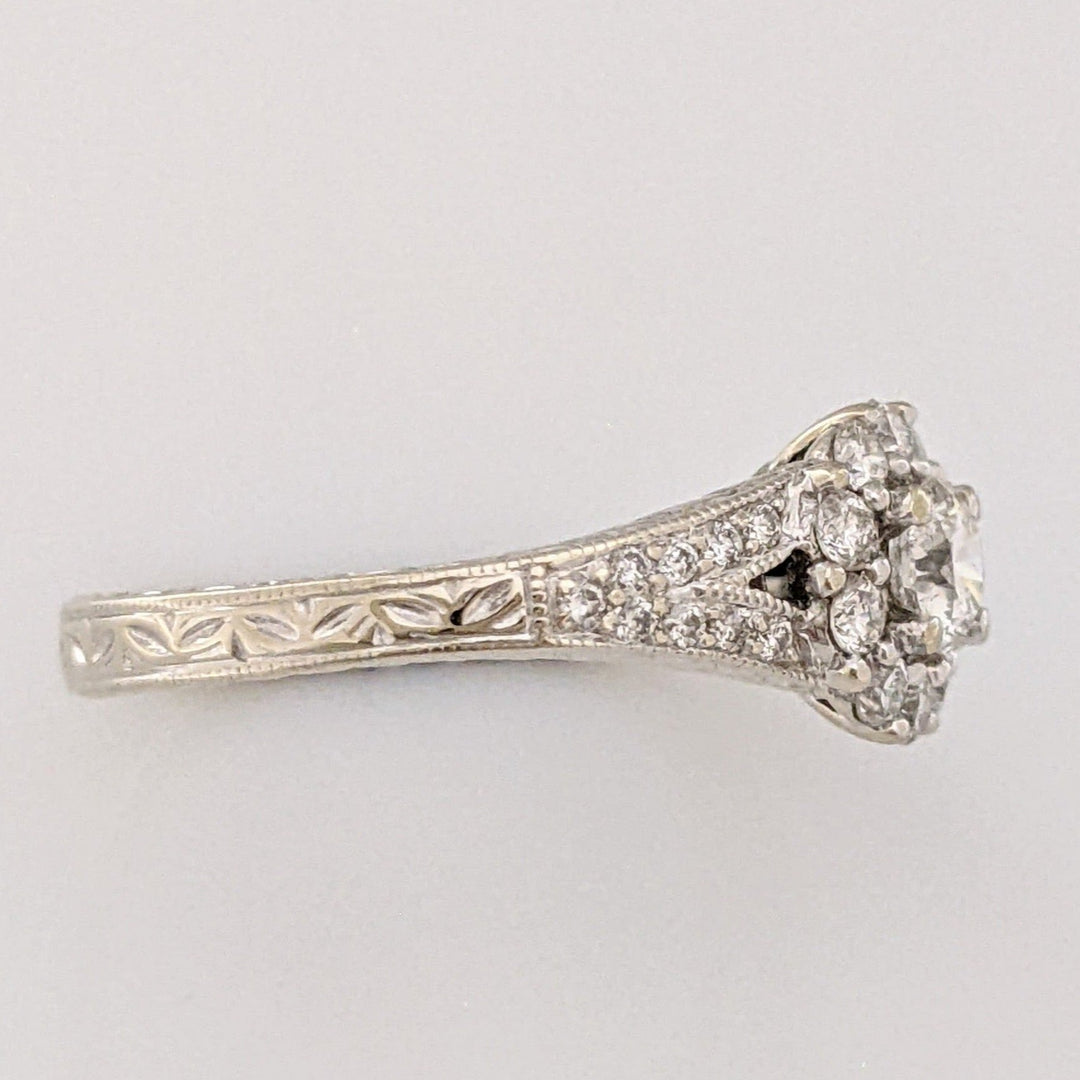 14K WHITE .45CTW SI1 I DIAMOND ROUND (29) ESTATE HALO SPLIT SHANK RING 2.8 GRAMS