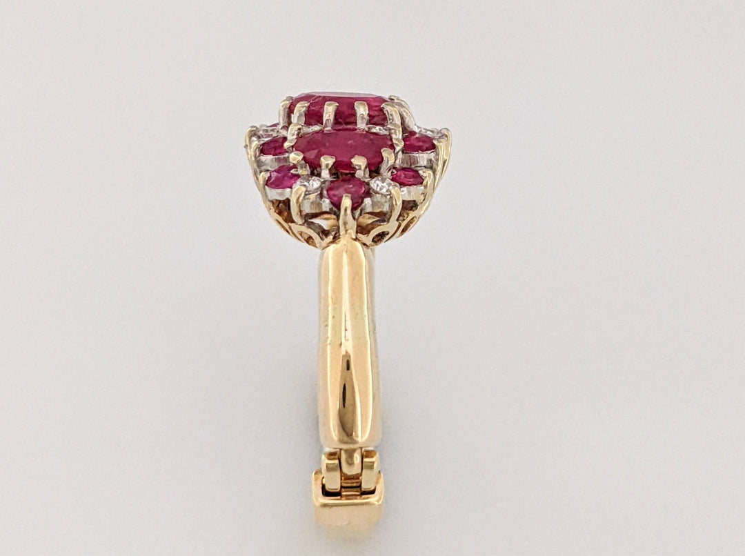 14K RUBY OVAL (1) 4X6 (2) 3X5 WITH .10 DIAMOND TOTAL WEIGHT (2) ESTATE RING 4.3 GRAMS ADJUSTABLE