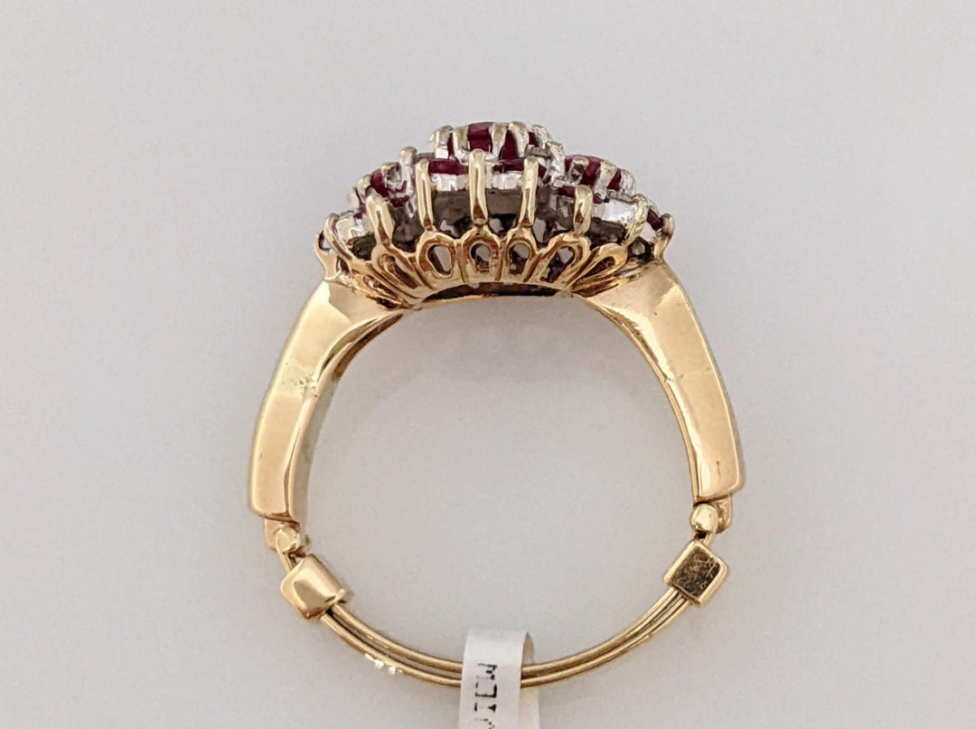 14K RUBY OVAL (1) 4X6 (2) 3X5 WITH .10 DIAMOND TOTAL WEIGHT (2) ESTATE RING 4.3 GRAMS ADJUSTABLE