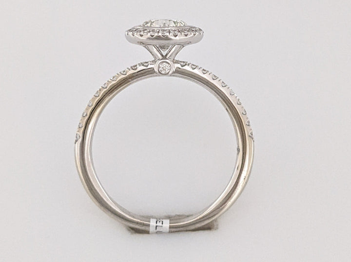 14K WHITE 1.50 CARAT TOTAL WEIGHT SI2 I DIAMOND ROUND (46) ESTATE BEZEL HALO RING 3.6 GRAMS