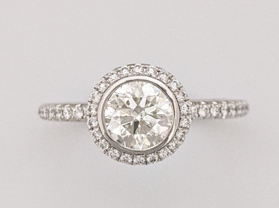 14K WHITE 1.50 CARAT TOTAL WEIGHT SI2 I DIAMOND ROUND (46) ESTATE BEZEL HALO RING 3.6 GRAMS