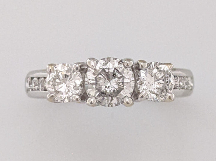 14K WHITE 1.56CTW I1 I DIAMOND ROUND (11) ESTATE TRINITY RING 4.5 GRAMS