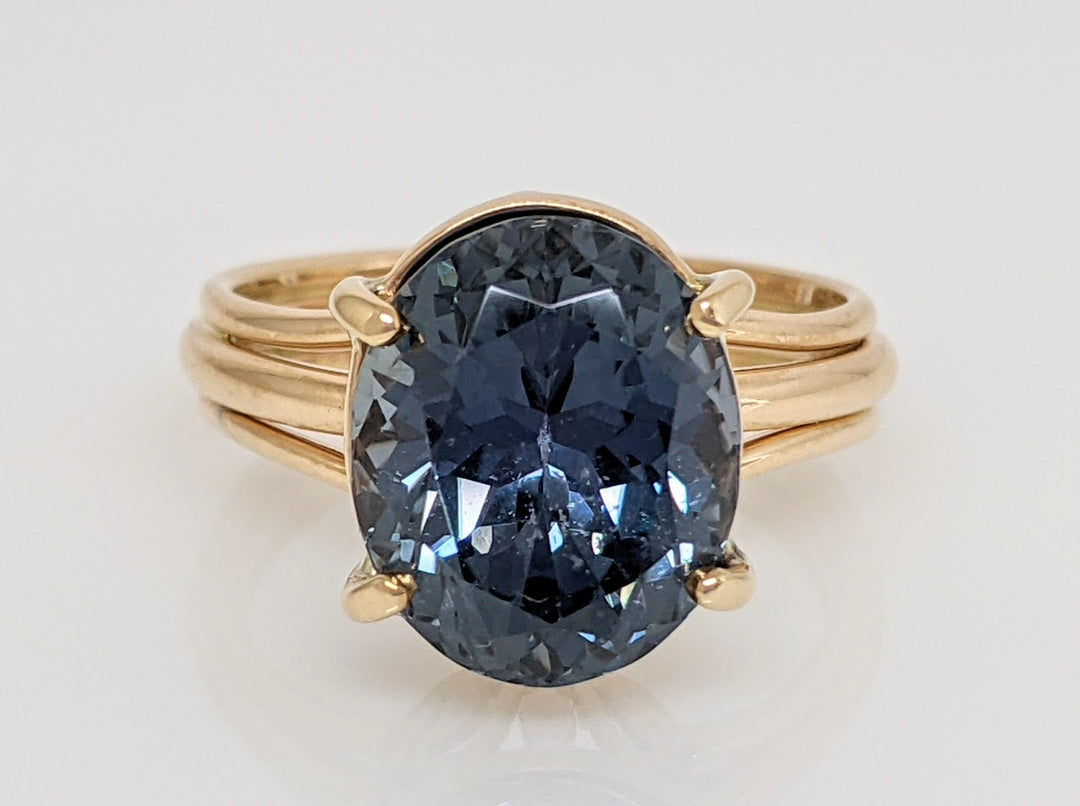 14K LAB-CREATED SAPPHIRE OVAL 9X11 ESTATE RING 4.1 GRAMS