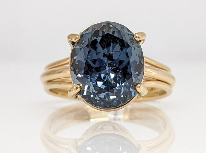 14K LAB-CREATED SAPPHIRE OVAL 9X11 ESTATE RING 4.1 GRAMS