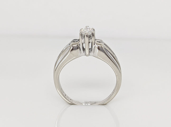 14K WHITE .50 CARAT TOTAL WEIGHT I1 G DIAMOND MARQUISE (1) ROUND (2) BAGUETTE (12) ESTATE RING 4.4 GRAMS