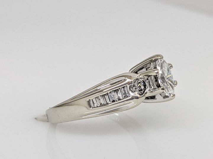 14K WHITE .50 CARAT TOTAL WEIGHT I1 G DIAMOND MARQUISE (1) ROUND (2) BAGUETTE (12) ESTATE RING 4.4 GRAMS