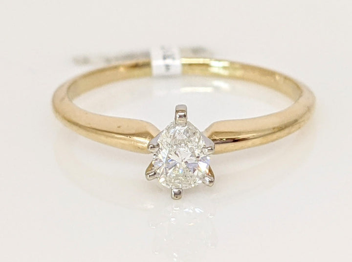 14K .31 CARAT TOTAL I2 H DIAMOND PEAR SOLITAIRE ESTATE RING 1.9 GRAMS