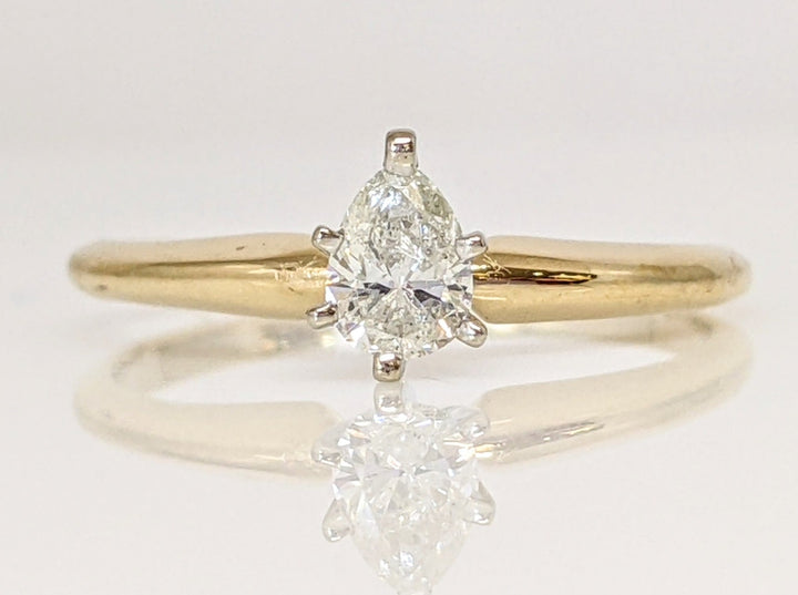 14K .31 CARAT TOTAL I2 H DIAMOND PEAR SOLITAIRE ESTATE RING 1.9 GRAMS