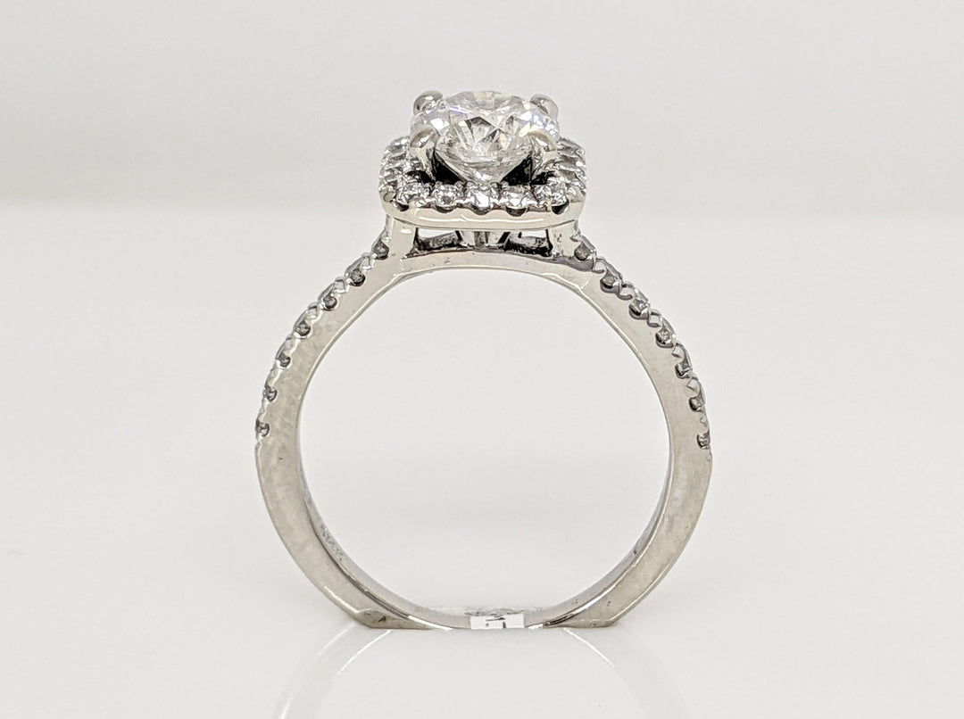 14K WHITE 1.33CTW I1 G DIAMOND ROUND ESTATE HALO RING 3.2 GRAMS