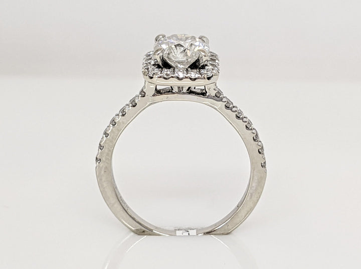 14K WHITE 1.33CTW I1 G DIAMOND ROUND ESTATE HALO RING 3.2 GRAMS