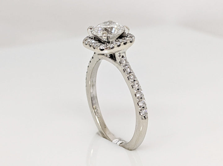 14K WHITE 1.33CTW I1 G DIAMOND ROUND ESTATE HALO RING 3.2 GRAMS