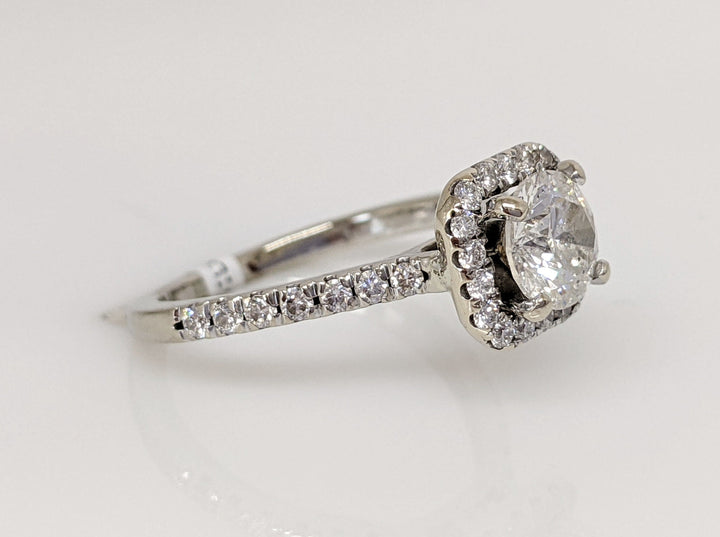 14K WHITE 1.33CTW I1 G DIAMOND ROUND ESTATE HALO RING 3.2 GRAMS