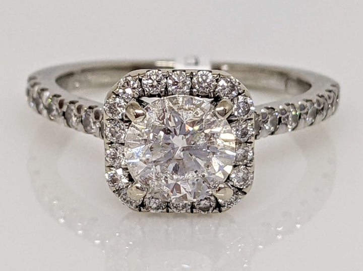 14K WHITE 1.33CTW I1 G DIAMOND ROUND ESTATE HALO RING 3.2 GRAMS