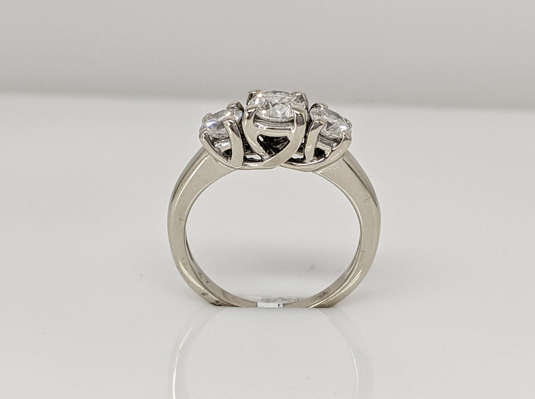 14K WHITE 1.00 CARAT TOTAL WEIGHT SI2 H-I DIAMOND ROUND (3) TRINITY ESTATE RING 3.3 GRAMS