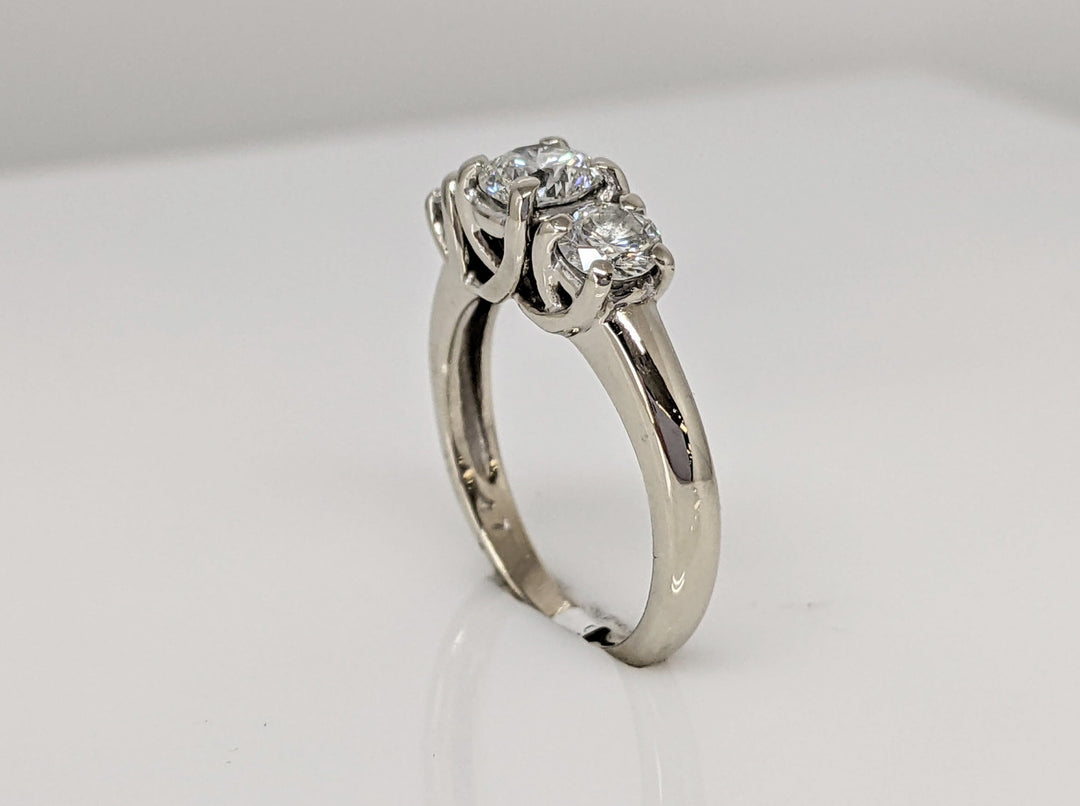 14K WHITE 1.00 CARAT TOTAL WEIGHT SI2 H-I DIAMOND ROUND (3) TRINITY ESTATE RING 3.3 GRAMS