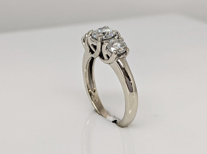 14K WHITE 1.00 CARAT TOTAL WEIGHT SI2 H-I DIAMOND ROUND (3) TRINITY ESTATE RING 3.3 GRAMS