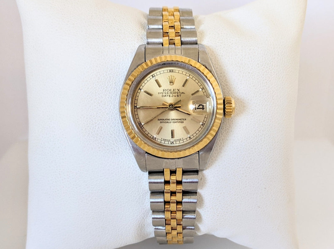 ROLEX 1982 LADIES 2T OYSTER PERPETUAL DATE 6917F 52.1 GRAMS