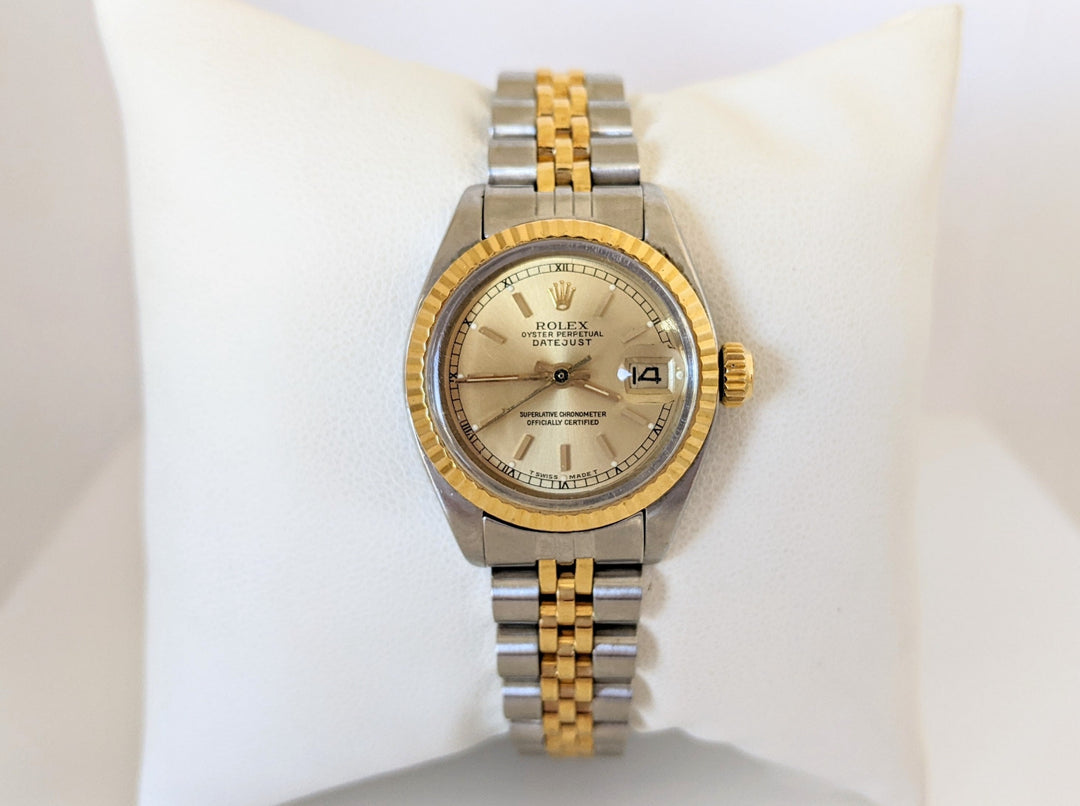 ROLEX 1982 LADIES 2T OYSTER PERPETUAL DATE 6917F 52.1 GRAMS