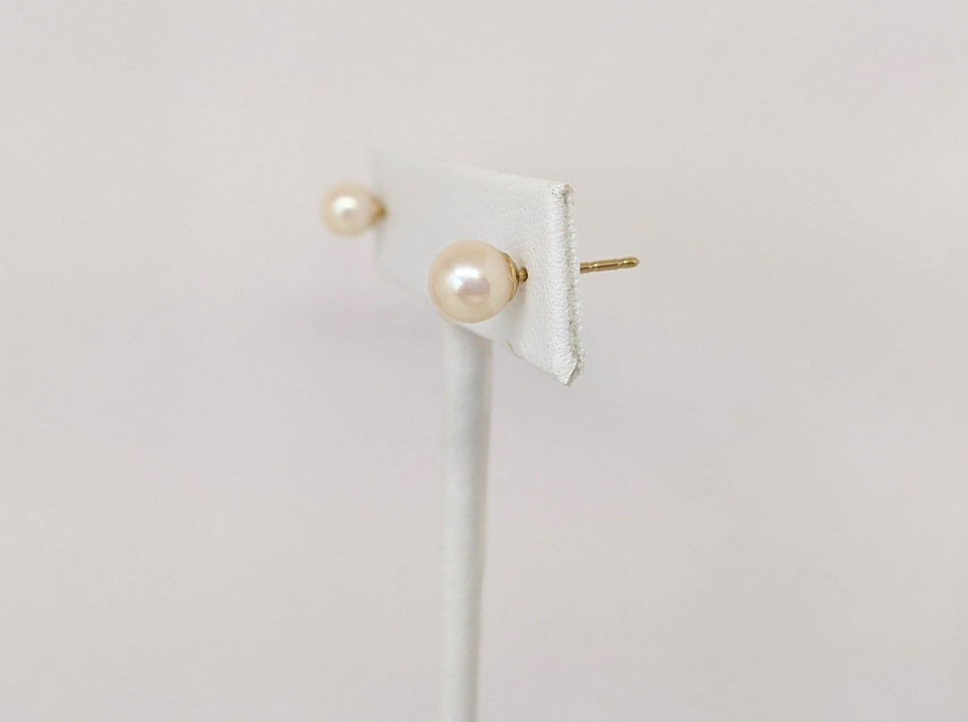 14K PEARL ROUND 6MM ESTATE EARRINGS 1.2 GRAMS