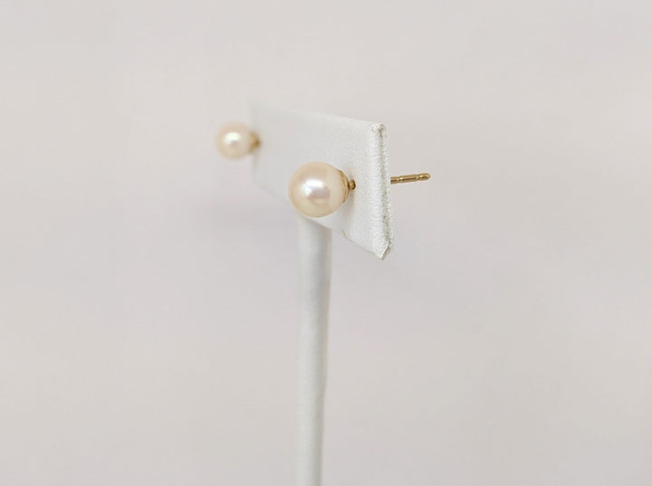 14K PEARL ROUND 6MM ESTATE EARRINGS 1.2 GRAMS