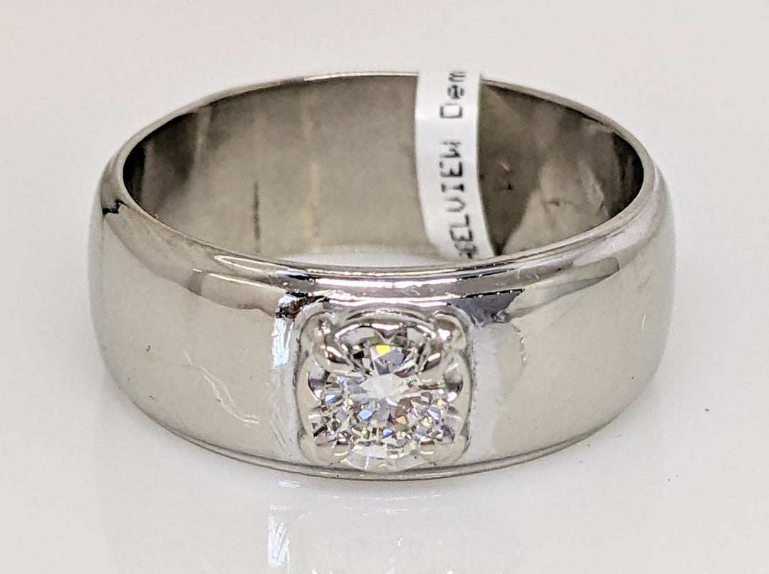 14K WHITE .24 CARAT TOTAL VS2 G DIAMOND ROUND WIDE BAND ESTATE RING 6.9 GRAMS