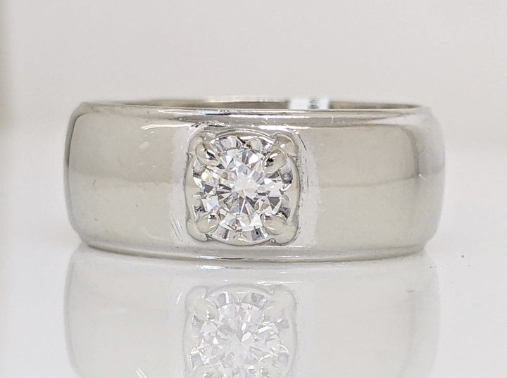 14K WHITE .24 CARAT TOTAL VS2 G DIAMOND ROUND WIDE BAND ESTATE RING 6.9 GRAMS