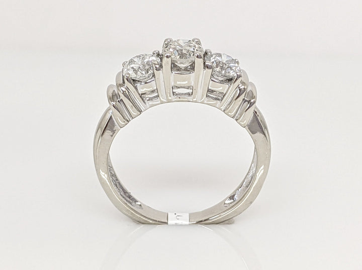 14K WHITE .96 CARAT TOTAL WEIGHT I2 G DIAMOND ROUND (3) ESTATE TRINITY RING 3.8 GRAMS