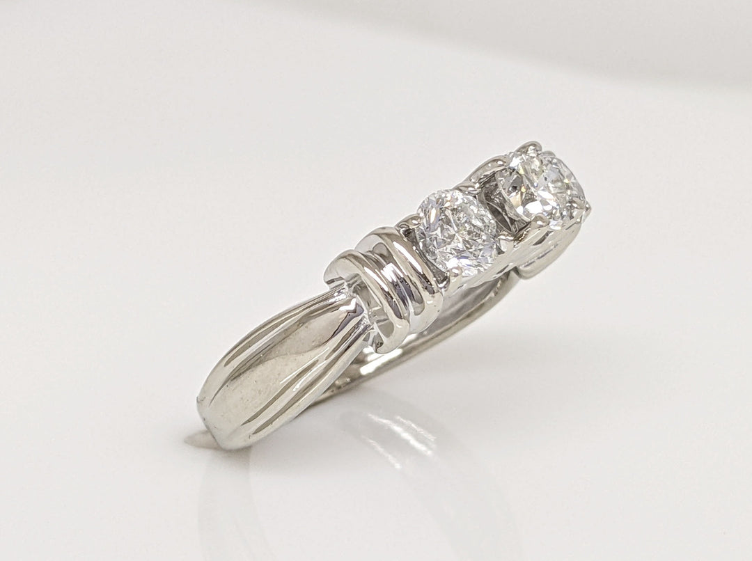 14K WHITE .96 CARAT TOTAL WEIGHT I2 G DIAMOND ROUND (3) ESTATE TRINITY RING 3.8 GRAMS