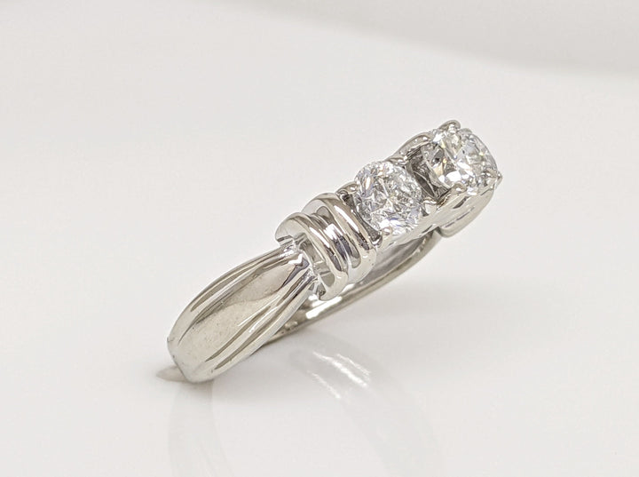 14K WHITE .96 CARAT TOTAL WEIGHT I2 G DIAMOND ROUND (3) ESTATE TRINITY RING 3.8 GRAMS