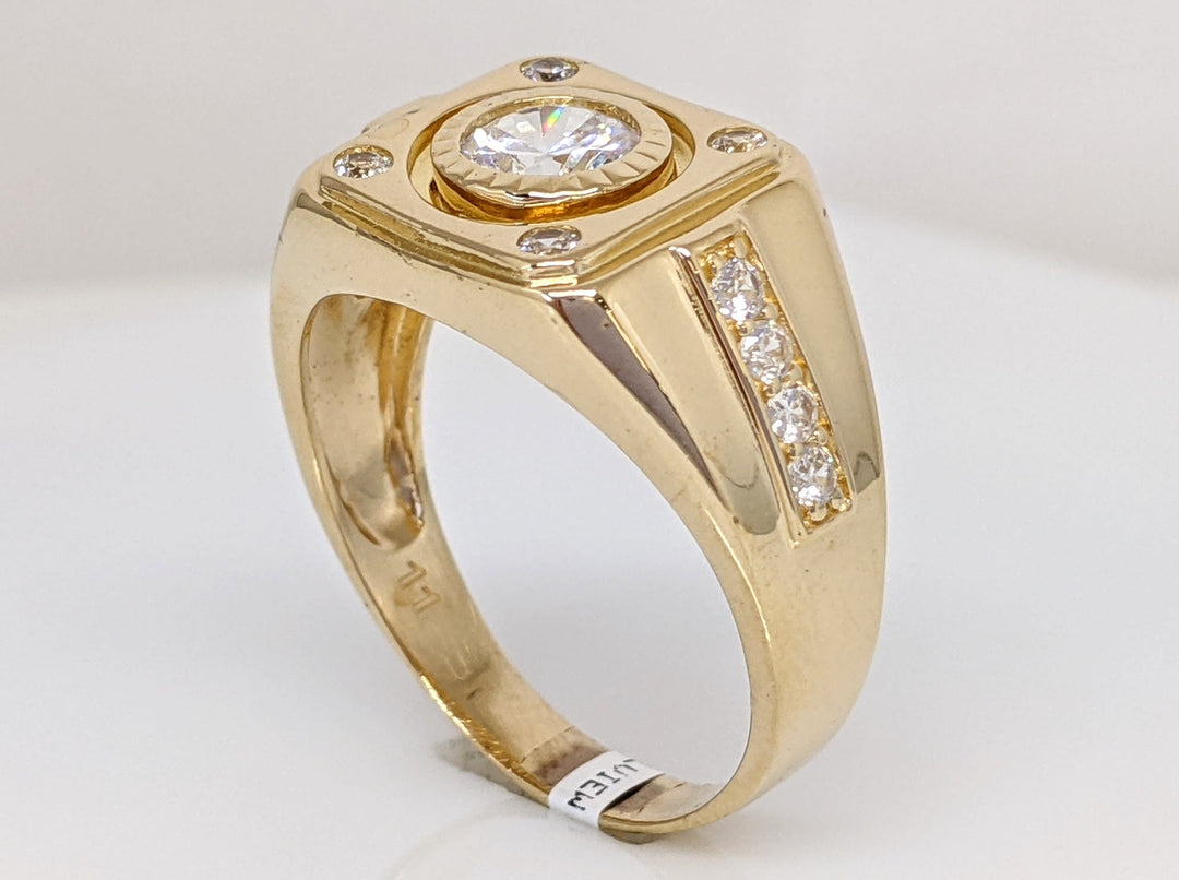 14K CUBIC ZIRCONIA ROUND 6MM BEZEL WITH (12) ROUNDS ESTATE RING 8.3 GRAMS